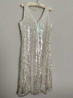Joe Fresh White Cream Sequin Dress